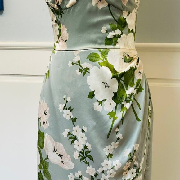Reformation Marguerite Floral Silk Midi Dress Tarragon Size 2 Cocktail Party NWT - Picture 7 of 14